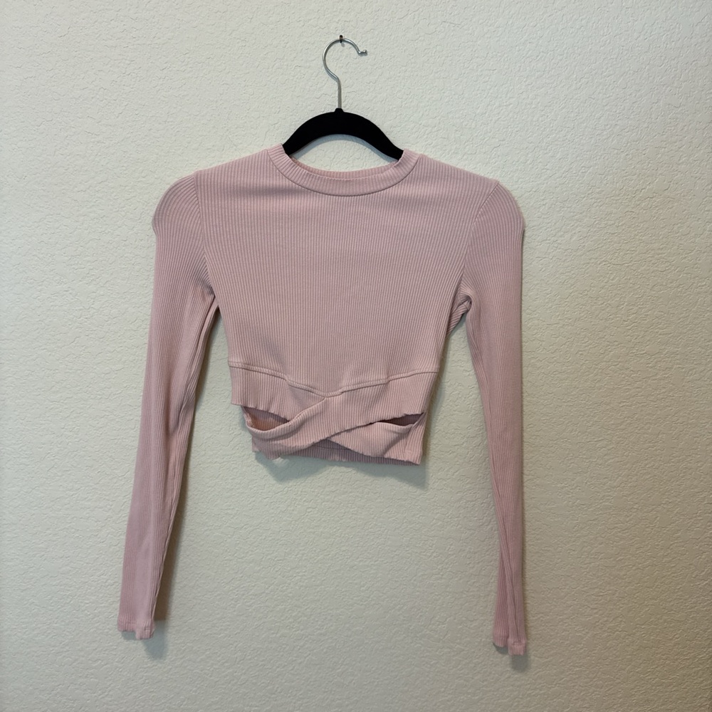 Bershka Light Pink Twist Detail Crop Top